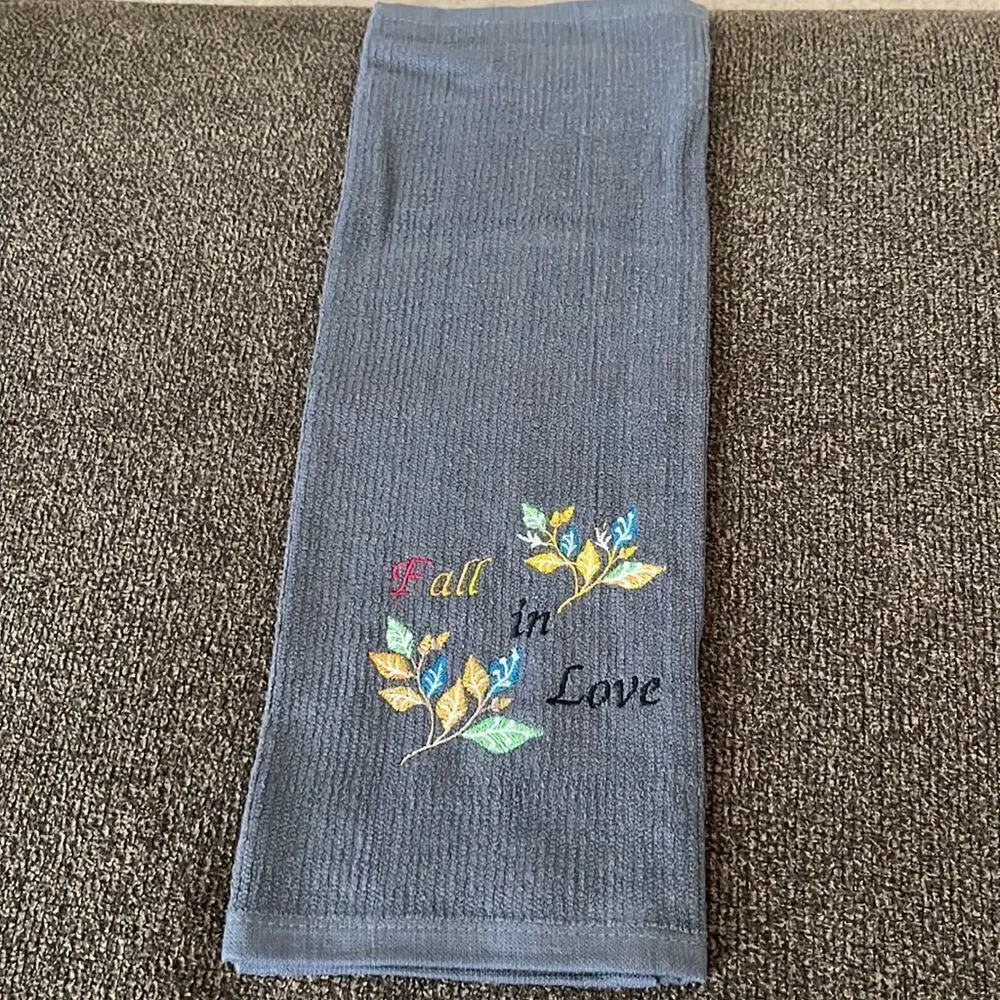 Custom Embroidered Cotton Barmop (2) Towels “Happy Fall Y’all” “Fall in Love”